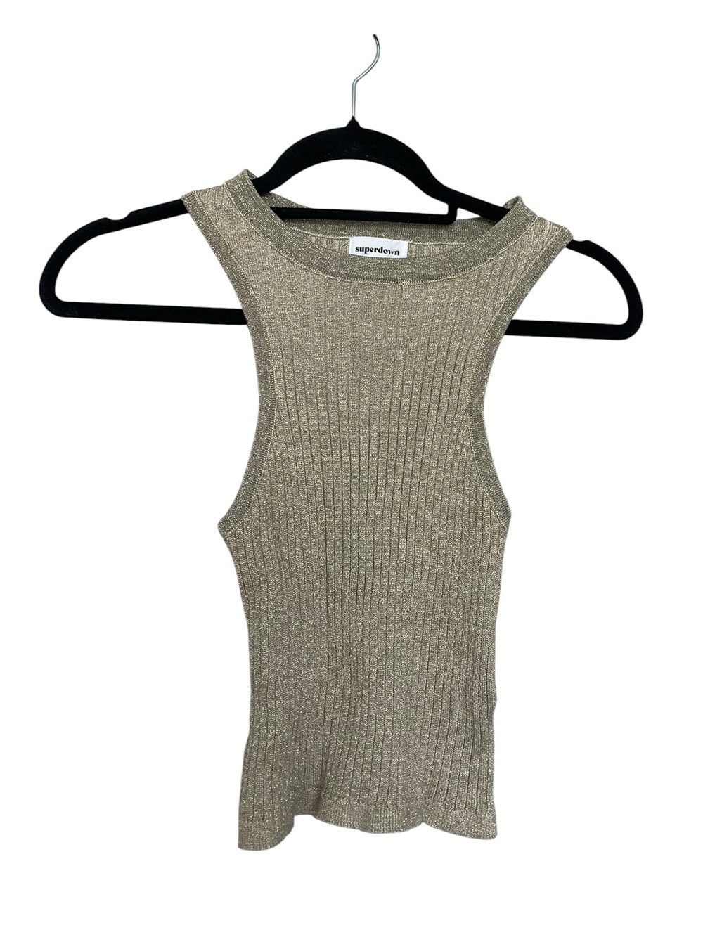 Superdown Metallic Ribbed Tank Top - Gold